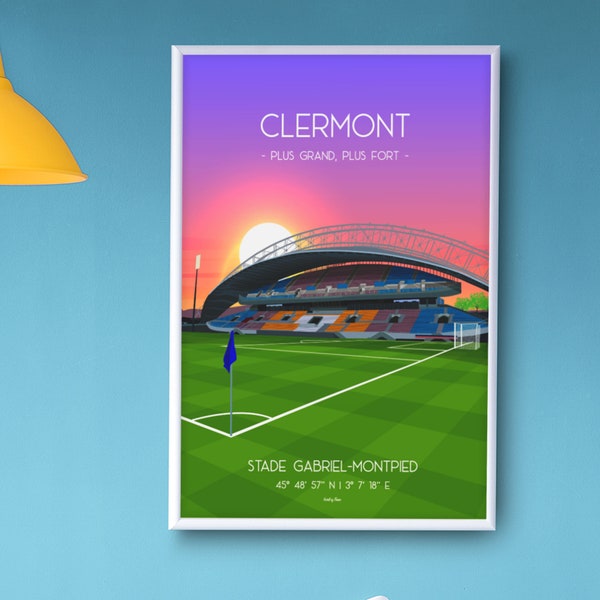 Affiche Clermont foot 63 - Poster du Stade Gabriel Montpied - Décoration murale pour fan de football