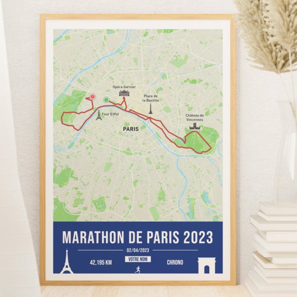 Affiche marathon de Paris 2023 personnalisable - Poster à personnaliser pour immortaliser votre Schneider Electric Marathon de Paris