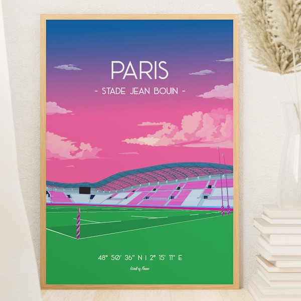 Affiche rugby Stade Jean Bouin - Idée cadeau fan Stade français