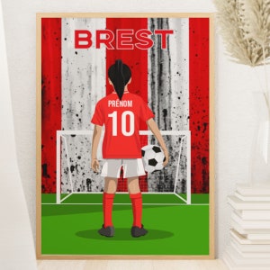 Personalized Children&#39;s Football Poster - Brest - Gift idea for a child who is a Stade Brestois fan
