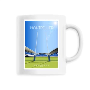 Mug with handles in different colors from the Montpellier Rugby Hérault stadium