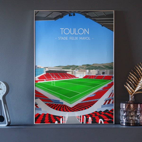 Affiche rugby Toulon - Stade Félix Mayol - Poster fan du RCT Rugby Club Toulonnais