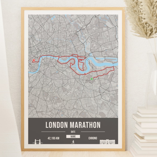 Affiche Marathon de Londres personnalisable - Poster pour runner addict - London Marathon