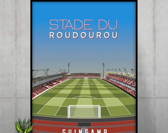 Stade du Roudourou poster EA Guingamp - Affiche football fan En Avant Guingamp - Décoration murale style minimaliste, fabriqué en Bretagne