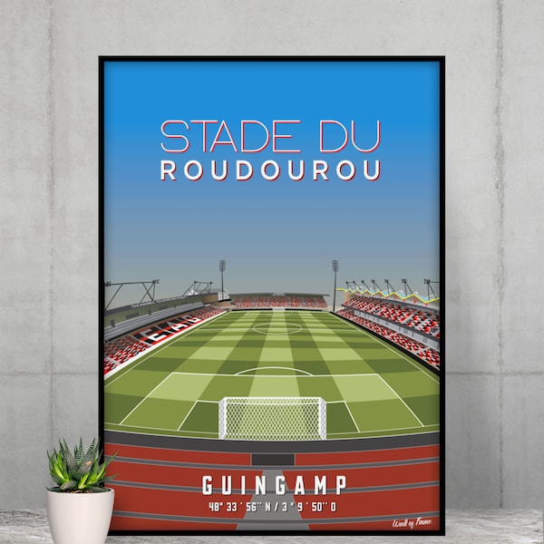 Stade du Roudourou poster EA Guingamp - Affiche football fan En Avant Guingamp - Décoration murale style minimaliste, fabriqué en Bretagne