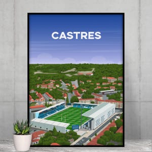 Castres Olympique Rugby Poster - Poster of the Pierre Fabre stadium seen from the sky