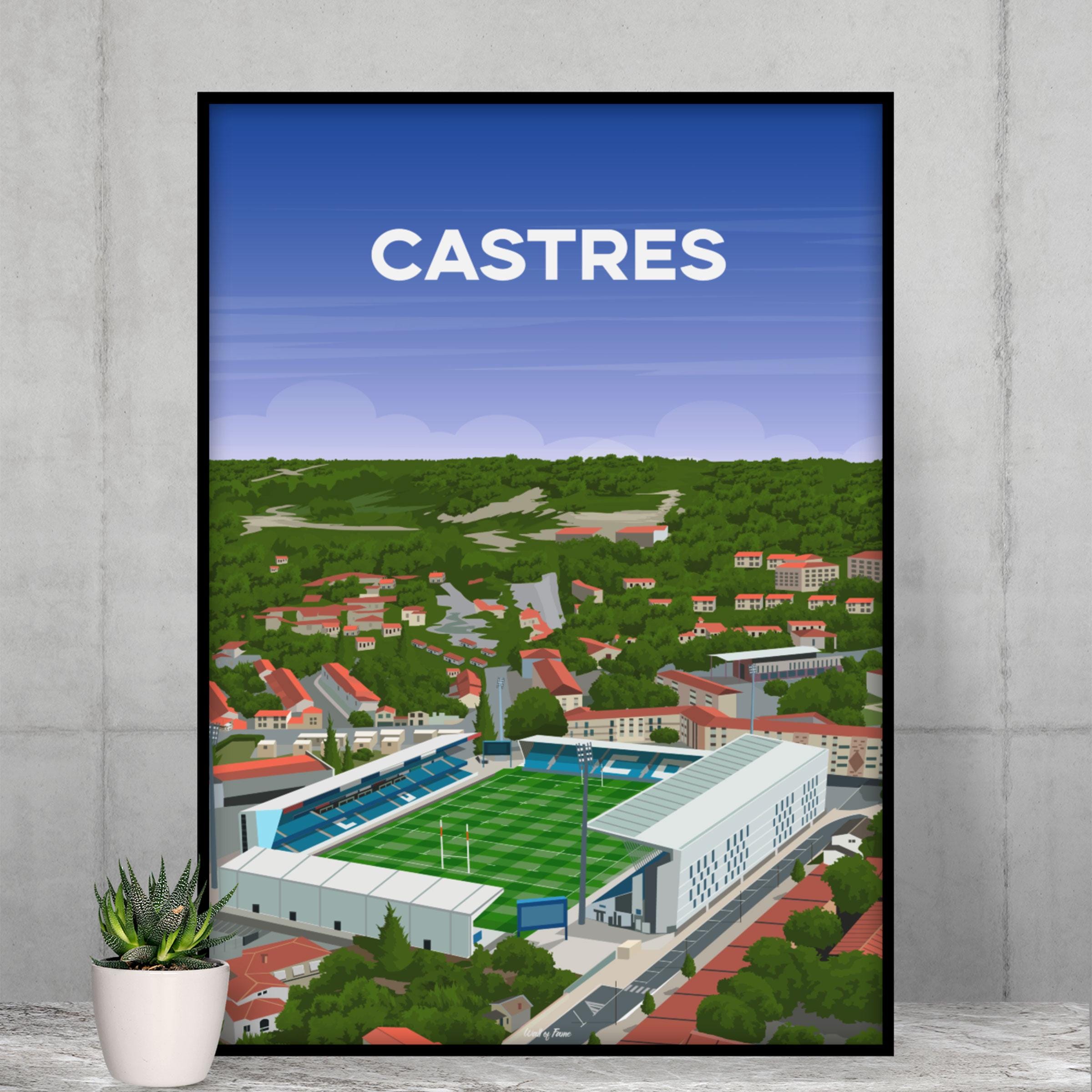 Castres Olympique Rugby Poster - Poster of the Pierre Fabre stadium seen from the sky