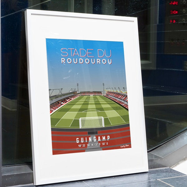 Poster Stade de Roudourou - Football En Avant Guingamp - Rouge et Noir