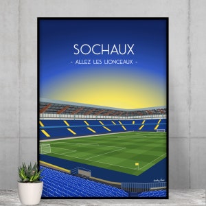 Sochaux football poster - Stade Bonal - Gift idea for Sochaux fans - Allez les Lionceaux