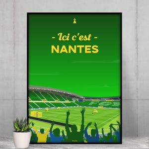 Pôster Aqui é Nantes - Pôster do estádio La Beaujoire em uma noite de jogo - Ideia de presente para um torcedor de futebol e do Nantes