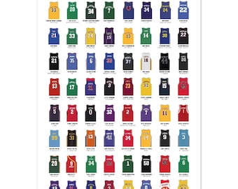 バスケットボールレジェンドポスター - ジャージ、名前、ニックネーム