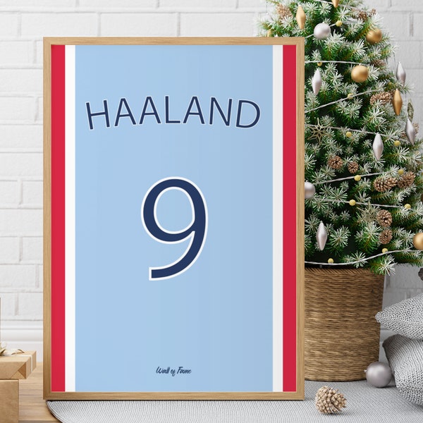 Affiche Maillot Football Erling Haaland Manchester City - Idée cadeau fan de football