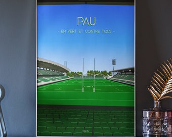 Poster Pau rugby - Stade du Hameau section paloise - In green and against all