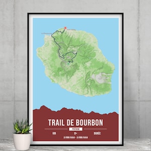 Customizable Bourbon trail poster - Reunion Island France - Diagonale des Fous