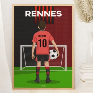 Personalized Rennes Football Poster - Gift idea for a child who is a Stade Rennais fan