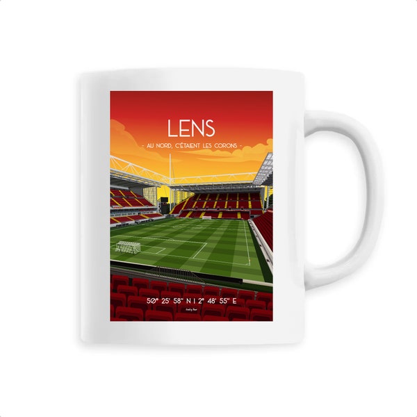 Mug Lens football - Illustration du stade Bollaert sur une tasse - Idée cadeau fan du RC Lens