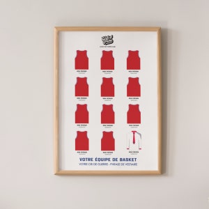Poster of YOUR basketball team jerseys - Customizable poster - Gift idea for players and coach of amateur or professional basketball team