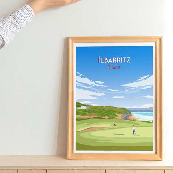 Bidart Ilbarritz golf poster - Basque country golf landscape decoration