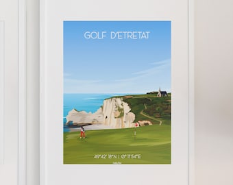 Golf d&#39;Etretat - Golf cliff d&#39;étretat poster - Gift idea Norman or golfer and golf enthusiast