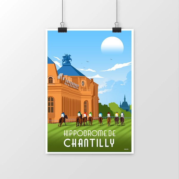 Affiche Hippodrome de Chantilly - Décoration murale fan de sport hippique made in France