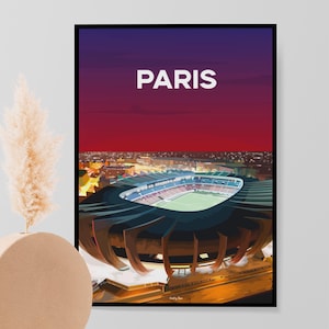 Paris football stadium poster seen from the sky - Gift idea for Parisian football fan