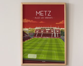 Affiche Metz stade de football - Allez les Grenats