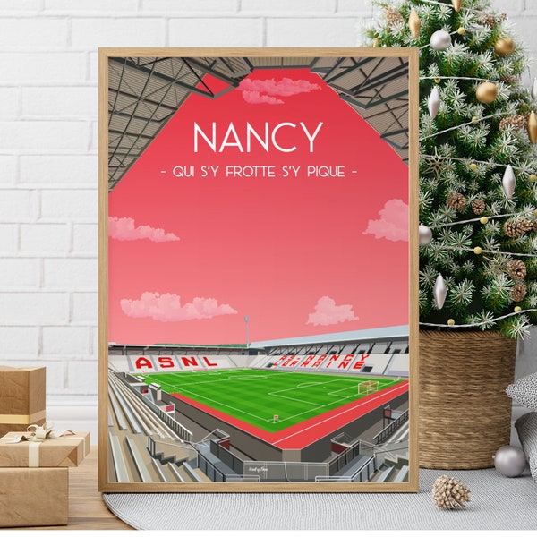 Nancy football poster - Marcel Picot stadium poster in ASNL colors