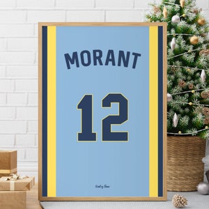 Ja Morant Memphis Grizzlies Jersey Basketball Poster - Basketball fan gift idea