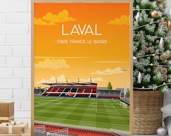 Affiche football Laval - Poster stade de foot Francis le Basser - Idée cadeau fan stade Lavallois