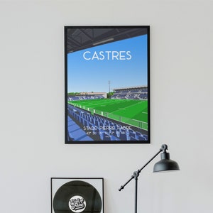 Castres rugby poster - Pierre Fabre stadium - Castres Olympique rugby fan - Graphic illustration made in France minimalist style