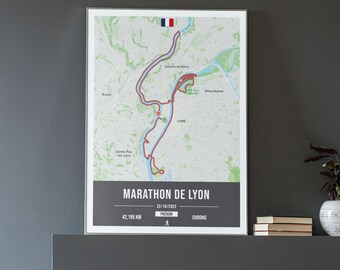 Affiche Marathon Lyon à personnaliser - Idée cadeau running Run In Lyon 2023