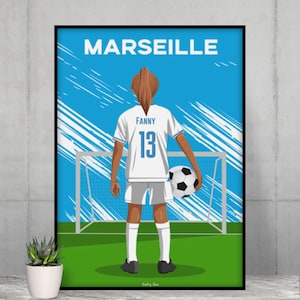 Personalized Marseille Football Poster - Gift idea for a child who is an Olympique de Marseille fan