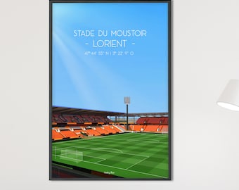 Lorient football poster - Affiche stade du Moustoir pour fan des merlus - Décoration murale pour fan de football