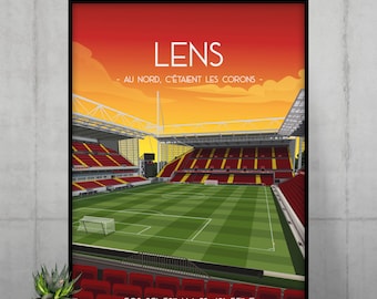 Affiche Lens football - Illustration graphique du stade Bollaert Delelis - Idée cadeau fan du RC Lens