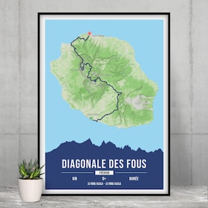 Customizable Diagonale des Fous poster - Reunion Island - Customizable trail poster