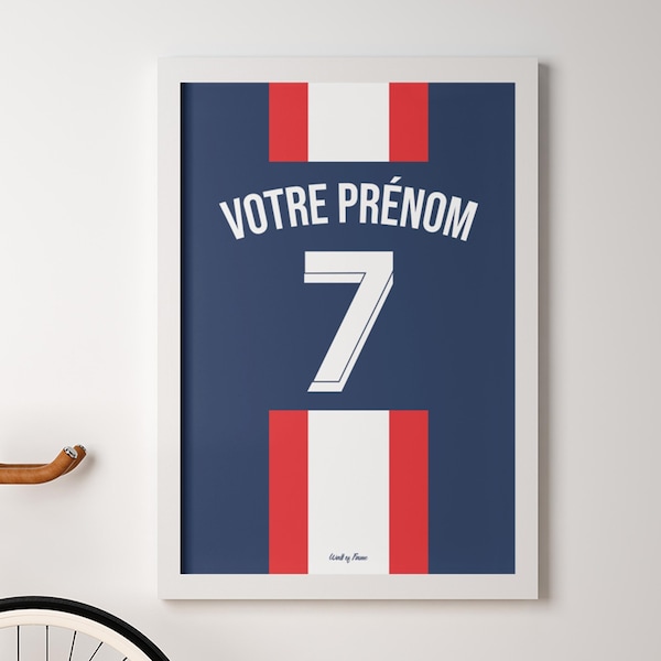 Customizable Football Poster - Paris Football Jersey Poster - Football fan gift idea for children, women, men