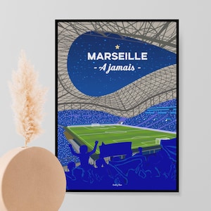 Affiche Marseille Vélodrome un soir de match - Affiche du stade de Football Marseillais pour les fans de l'OM