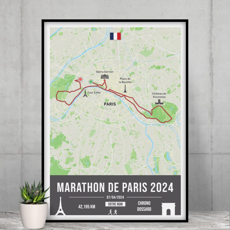 Poster Marathon Paris 2024 personnalisable Poster à personnaliser pour immortaliser votre Schneider Electric Marathon de Paris image 3