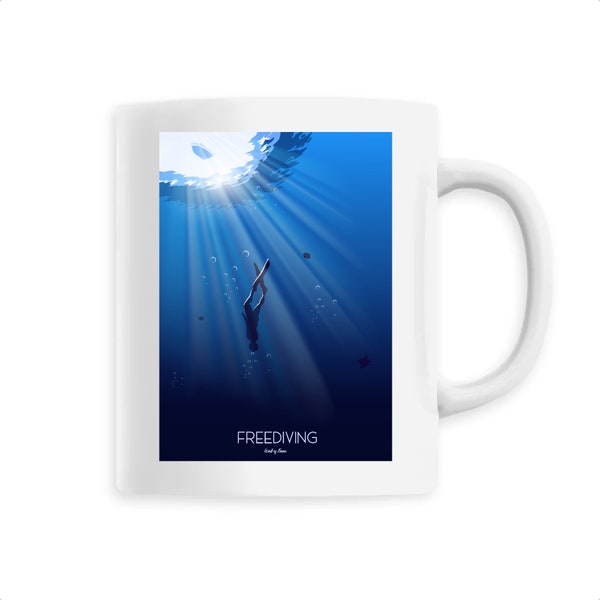 Mug apnée freediving - Idée cadeau pour apnéiste plongeur amateur ou professionnel - Tasse amoureux de l'océan