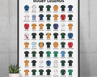 Rugby Legends Poster - Poster of the 56 best World Rugby players of all time