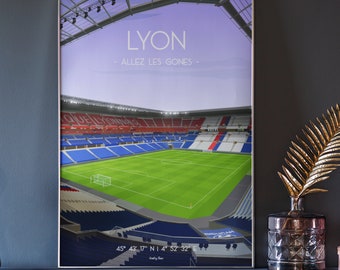 Poster zum Fußballstadion Lyon – Geschenkidee für Fußballfans
