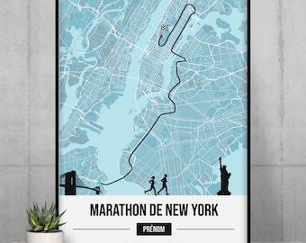 Anpassbares New-York-Marathon-Poster – personalisierte Geschenkidee zum Laufen – Ihre Leistung wird angezeigt