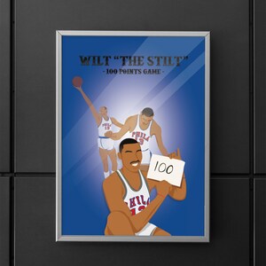 Wilt Chamberlain &quot;Wilt the Stilt&quot; Poster - 100 Point Basketball Man of the Game