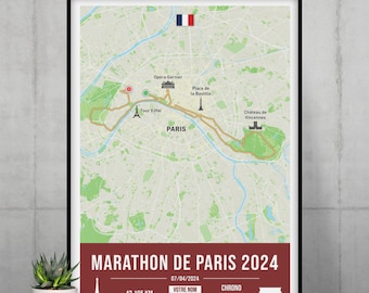 Poster Marathon Paris 2024 personnalisable - Poster à personnaliser pour immortaliser votre Schneider Electric Marathon de Paris