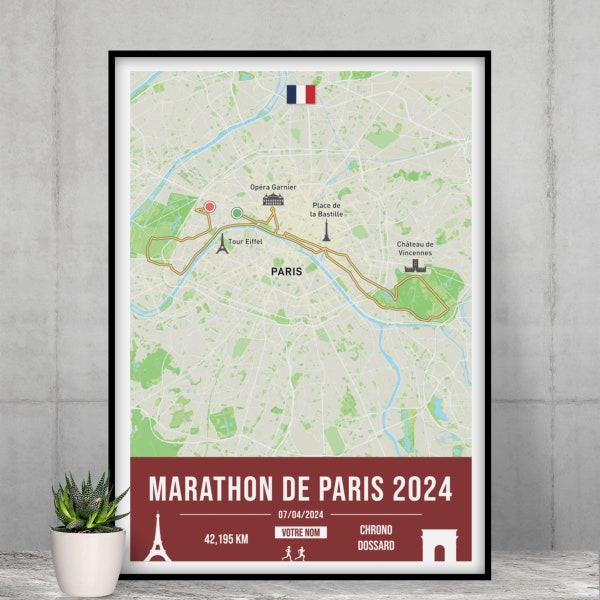 Poster Marathon Paris 2024 personnalisable - Poster à personnaliser pour immortaliser votre Schneider Electric Marathon de Paris