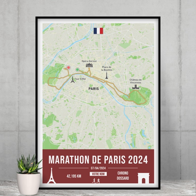 Poster Marathon Paris 2024 personnalisable Poster à personnaliser pour immortaliser votre Schneider Electric Marathon de Paris image 1