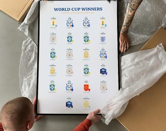 World Cup Winners Poster – World Cup football winners poster, football decoration, fan gift