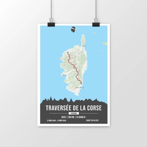 Konfigurowalny plakat GR20 - spersonalizowany plakat Crossing of Corsica - grafika sportowa jako pomysł na prezent dla biegacza