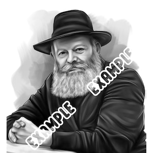The Lubavitcher Rebbe, Digital Download, Hand Drawn Picture