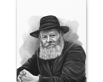 The Rebbe of Lubavitch, Chabad Rabbi, Canvas Print, Jewish Art